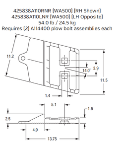 425838A110LNR Bolt-On Left Hand End Segment for Komatsu WA500 Wheel Loader