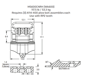 MS600CNRH Bolt-On Center Segment for Komatsu WA600 Wheel Loader