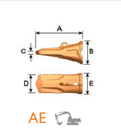 AE 750110 – Heavy Duty Excavator GET Component / Bucket Tooth – For 70-100 Ton Excavators